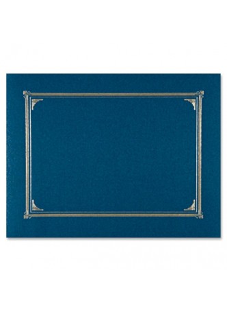 Certificate holder, Letter, A4+ - 8.50", 10", 8.27" Width x 11", 8", 11.69" Sheet Size - Linen - Navy Blue - Recycled - 6 / Pack - geo45332